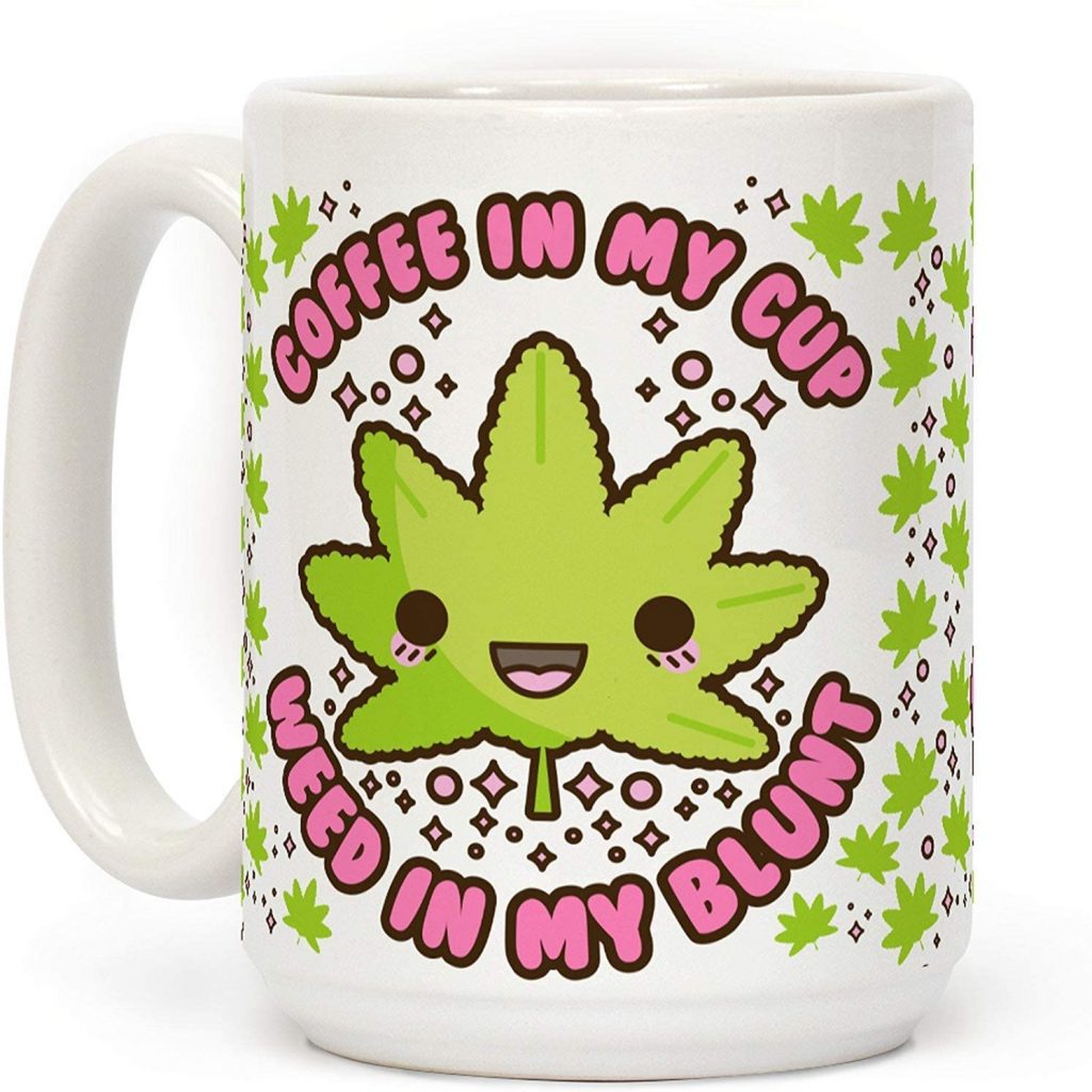 Gifts for weed smokers - a ceramic weed coffee mug. 