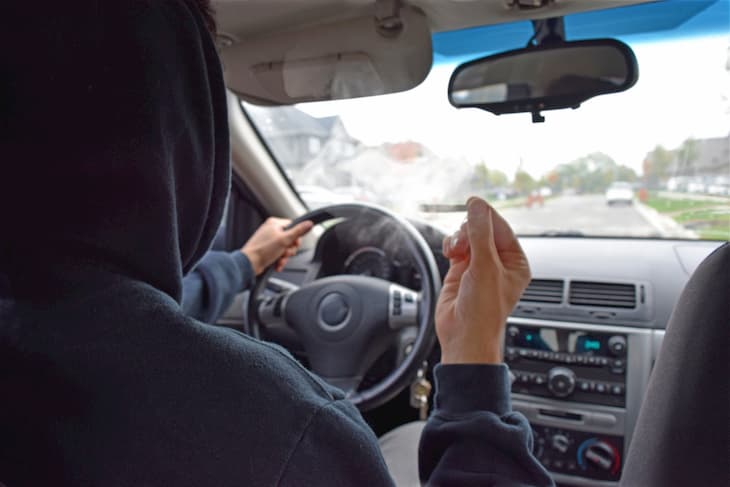 Person driving under the influence of smoking marijuana